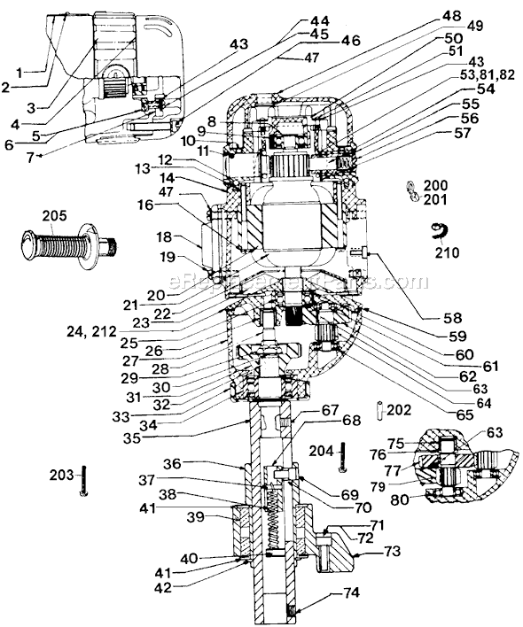 Page A Diagram and Parts List for 1555 Type 1 Black and Decker Drill Press